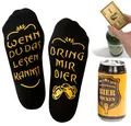 Produktbild: Geschenke für Männer - Bring mir Bier Socken mit Edelstahl Flaschenöffner Gold