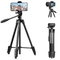 Produktbild: K&F CONCEPT NT510 Handystativ,152cm leichtes Stativ, Tripod für Canon Nikon Sony und andere DSLR Kameras, Stativ für Smartphone mit Handyhalterung, Aluminium Reisestativ mit Bluetooth Fernbedienung