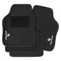 Produktbild: WOLTU Autofußmatten-Set mit 4 Matten universelle Allwetterfußmatten mit Stickerei Autoteppich gegen Wasser rutschfeste Absatzschoner aus Teppichmaterial Schwar