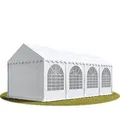 Produktbild: Festzelt XXL Partyzelt 4x8m, hochwertige 800 PVC Plane in weiß, 100% wasserdicht, vollverzinkte Stahlkonstruktion mit Verbolzung, Seitenhöhe ca. 2,6 m