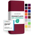 Produktbild: Jacobson Spannbettlaken aus 100% Baumwolle, Jersey Bettlaken 160 g/m2, Spannbetttuch mit Gummizug, OEKO-TEX®, pflegeleicht, viele Farben rot 120 - 130 cm x 200 cm