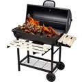 Produktbild: SunJas Holzkohlegrill CA-30, Komplett-Set, Grillstation auf Rollen mit 2 Kammern, Grillwagen Holzkohlegrill mit Deckel, mit Temperaturanzeige,Holz-...