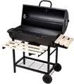 Produktbild: SunJas Grillwagen Holzkohlegrill, BBQ Grill Holzkohle mit Rädern, Anthrazit Standgrill, Grillkamin inkl. integriertes Thermometer und Lüftungsschieber, Gartengrill, Grillfläche: 70X38.5 cm