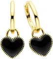 Produktbild: Aniston JEWELRY & WATCHES Paar Creolen Schmuck Geschenk mit Emaille Herzeinhänger schwarz, Einhänger abnehmbar