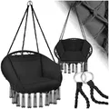 Produktbild: tectake 800708 Hängesessel zum Aufhängen, Indoor und Outdoor, Ø Sitzfläche: ca. 60 cm, robuste Konstruktion, inkl. großem weichem Kissen - Diverse Farben - (Schwarz | Nr. 403203)