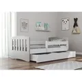 Produktbild: Bjird Kinderbett Jugendbett 80x180 cm mit Rausfallschutz Schubalde und Lattenrost - Einzellbett Classic - Grau - Grau
