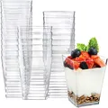 Produktbild: KAHEIGN 50Pcs Mini Desserttasse Dessertbecher, 240ml Dessertschalen Plastik Quadratische Dessertbecher Klare Wiederverwendbare Servierschale für Dessert Pudding Mousse Party (7 x 7 cm)