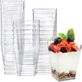 Produktbild: 50Pcs Mini Desserttasse Dessertbecher, 240ml Dessertschalen Plastik Quadratis...
