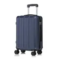 Produktbild: Koffer Trolley Reisekoffer Suitcase, Rollkoffer Handgepäck ,mit 4 Rollen360°, Hartschalenreisekoffer, Zahlenschloss, Weicher Gummigriff (M,Dunkelblau)