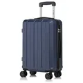 Produktbild: YONSLY Koffer Reisekoffer Trolley Rollkoffer Hartschalenkoffer Größenwahl aus ABS, 4 Rollen, Zahlenschloss 360°-Doppelrollen weicher Gummigriff Aluminium-Elemente blau 55 cm
