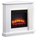 Produktbild: BALDERIA Elektrokamin Candela | Elektrischer Eckkamin mit Heizung, LED-Beleuchtung, 3D-Flammeneffekt & Fernbedienung - Weiß