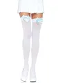 Produktbild: LEG AVENUE 6255 - Blickdichte Nylon Overknee Mit Satin Schleife, Einheitsgröße (EUR 36-40), weiß/hellblau, Damen Karneval Kostüm Fasching