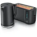 Produktbild: Arendo 2-teiliges Frühstücks-Set, Edelstahl Wasserkocher ELEGANT 1,5l, 4-Scheiben Langschlitztoaster, Schwarz