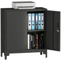 Produktbild: HOMCOM Aktenschrank Büroschrank Abschließbar Mehrzweckschrank mit 2 Ebenen, 2 Türen, Metallschrank Aufbewahrungsschrank Allzweckschrank 80 x 35 x 91 cm Schwarz