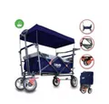 Produktbild: Bollerwagen Faltbar Dach Handwagen Klappbar Strandwagen Gerätewagen Blau DMS®
