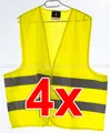 Produktbild: 4x Warnweste Gelb KFZ Auto Betriebe Sicherheitsweste Unfall  EN 20471 waschbar