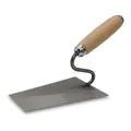 Produktbild: DEWEPRO Tiroler Maurerkelle 180x120x80mm – Italienische Putzkelle Mit S-Hals Schwanenhals – Gehärtetes 1,2mm Stahlblatt Konisch Geschliffen – Holzgriff Profi Werkzeug Für Putz Mörtel Beton