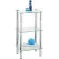 Produktbild: Regal Yago Viereckig Mit 3 Glasablagen, Silber Glänzend, Edelstahl Rostfrei Glänzend, Gehärtetes Glas Transparent - Silber Glänzend - Wenko