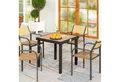 Produktbild: Outsunny Gartentisch Kunststoff wetterfest Buffettisch Campingtisch für 4 Personen (Aluminiumtisch, 1-St., Esstisch), Aluminium Naturholz 78L x 78B x 74H cm
