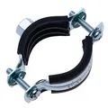 Produktbild: 47-52 mm Schlauchschelle mit schwarzer Gummibeschichtung, zweiteilige Halterung mit Wandbefestigung M8, Rohrhalterung, dieser Spaltring (2 Stück)
