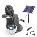 Produktbild: esotec LED-Licht Solarbrunnen Buddha ruhend mit Wasserschale, Komplettset, Solarmodul, Akku, 3m Kabel, Erdspieß und Wandhalterung, Springbrunnen beleuchtet, Zen-Garten-Deko Outdoor 101330