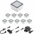 Produktbild: ledscom.de LED Pflaster-Stein Gorgon Boden-Einbauleuchte für außen, 10x10cm, 12V, warm-weiß 10er Set