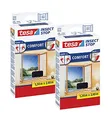 Produktbild: tesa Insect Stop Comfort Fliegengitter für bodentiefe Fenster - Insektenschutz selbstklebend - Fliegen Netz ohne Bohren - anthrazit (durchsichtig), 120 cm x 240 cm (2 Stück)