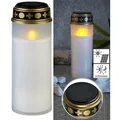 Produktbild: PEARL XXL-Solar-LED-Grabkerze mit Dauerlicht und Akku, 21 cm, weiß