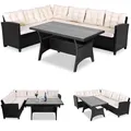 Produktbild: DeubaXXL DE Polyrattan Lounge-Set Schwarz/Creme WPC Tischplatte 992849