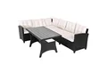 Produktbild: Casaria Gartenlounge-Set Lissabon, Polyrattan WPC Esstisch Eckbank 15cm Kissen 7cm Auflagen Wetterfest