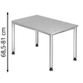 Produktbild: Hammerbacher Schreibtisch H-Serie, grau / silber, höhenverstellbar, 120 x 68,5-81 x 80cm
