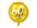 Produktbild: PartyDeco Folie Ballon Runde Gold mit Aufschrift 60. Birthday- 60. Geburtstag- Durchmesser ca. 45 cm- auf Hel Luft Geburtstagsdekoration Luftballon Girlande Party Hängedekoration