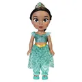 Produktbild: Disney Princess Jasmin Puppe 35cm, reflektierende Glitzeraugen, bewegliche Gelenke, ausziehbares Outfit, Schuhe, Krone, langes geflochtenes Haar, für Mädchen ab 3 Jahren