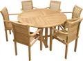 Produktbild: Endorphin Gartenmöbel Set 7tlg. Teakholz, Tisch rund 140cm, mit 6 Stühlen stapelbar