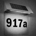 Produktbild: Hausnummer Hausnummernschild Solar LED beleuchtet Edelstahl Aufkleber Schild
