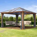 Produktbild: TOOLPORT 4x4 m Hardtop Gartenpavillon, inkl. 4 Seitenteile, loft grey - (300197)