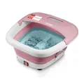 Produktbild: TZS First Austria - Fußsprudelbad 500W - Fußmassagegerät mit 3 Aufsätzen & 8 Massagerollen - Vibrations- & Luftblasenmassage, Infrarot- & Heizfunktion - Klappbar bis Größe 47 - Rosa