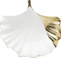 Produktbild: Kare Design Deko Schale Ginkgo Elegance Side, Weiß/Gold, Obstschale, Dekoschale, Tischdeko, Deko für Wohnzimmer, Esstisch, Sideboard, Porzellan, 6x28x28 cm (H/B/T)