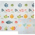 Produktbild: CCLIFE Baby Spielmatte Krabbelmatte 196x176x1cm, Schadstofffrei, Faltbar & Rutschfest, Fische & Weltkarte - Bunt