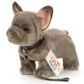 Produktbild: Uni-Toys Kuscheltier Französische Bulldogge (grau) - Mit/Ohne Leine - 26 cm - Plüschtier, zu 100 % recyceltes Füllmaterial Mit Leine