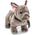 Produktbild: Uni-Toys - Französische Bulldogge (grau), mit Leine - 26 cm (Länge) - Plüsch-Hund, Dogge - Plüschtier, Kuscheltier - Grau