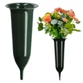 Produktbild: KADAX Grabvase, Blumenvase, Kunststoff-Vase, 10 cm, mit Erdspieß, grün