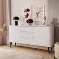 Produktbild: Dreiteilige Kommode ZAIRA KSZ168 mit Schubladen, weiß, schwarze Füße