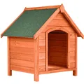 Produktbild: tectake Hundehütte, aus lasiertem Holz, aufklappbares Spitzdach mit Bitumenoberfläche, 72 x 65 x 83 cm