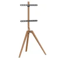 Produktbild: mywall TV Standfuß HT23L, TV-Ständer für Bildschirme 45-65 Zoll, TV Bodenständer aus rustikalem Massivholz in Nussbaum Optik, Universaler TV-Ständer mit Belastung bis zu 40 kg