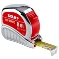 Produktbild: SOLA TRI-MATIC - Bandmaß 8m / 25mm - Profi-Taschenbandmaß mit Gürtelclip - Stahlband, gelb lackiert mit mm Skala - Genauigkeitsklasse I - Rollmeter mit beweglichem Endhaken - Länge 8m/25mm