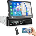 Produktbild: CAMECHO Bluetooth Autoradio 1 Din mit 7 Zoll Motorisierte Bildschirm Unterstützung USB/AUX-IN/FM/TF/Mirror Link für Android/iOS Bluetooth Freisprecheinrichtung