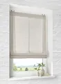 Produktbild: Raffrollo mit Ösen Brondy Taupe Natur halbtransparent Leinenoptik Raffgardine mit Hakenaufhängung ohne Bohren Breite 45 cm x Höhe 140 cm