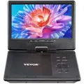 Produktbild: VEVOR tragbarer DVD-Player mit drehbarem HD-Bildschirm (228 mm), eingebauter Akku mit 4 Std. Laufzeit, 2 Lautsprecher, unterstützt Synchronisierung von TV/USB/SD-Karte/CD/DVD, Autoladegerät schwarz