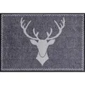 Produktbild: Salonloewe Fußmatte waschbar Motiv Hirsch Franz anthrazit 50 x 75 cm Eingangs-Tür-Matte außen Landhaus-Stil Fussabtreter Flur